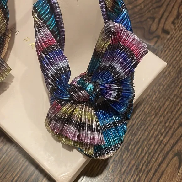 Loeffler Randal Penny Rainbow Pleated Bow Heel NWT